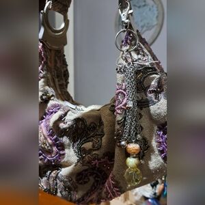 Elegant Silver and Yellow Beaded Bag Charm